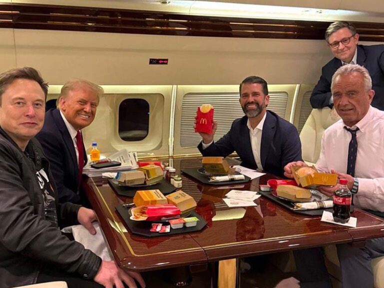 Happy meals for all: trump treats america's future leaders to mcdonald's on private jet - photo licensed by shore news network.