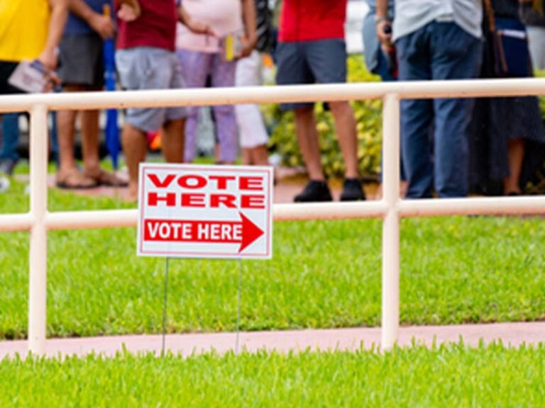 Long lines in bucks county force some voters to leave; one resident says she’ll return on election day - photo licensed by shore news network.