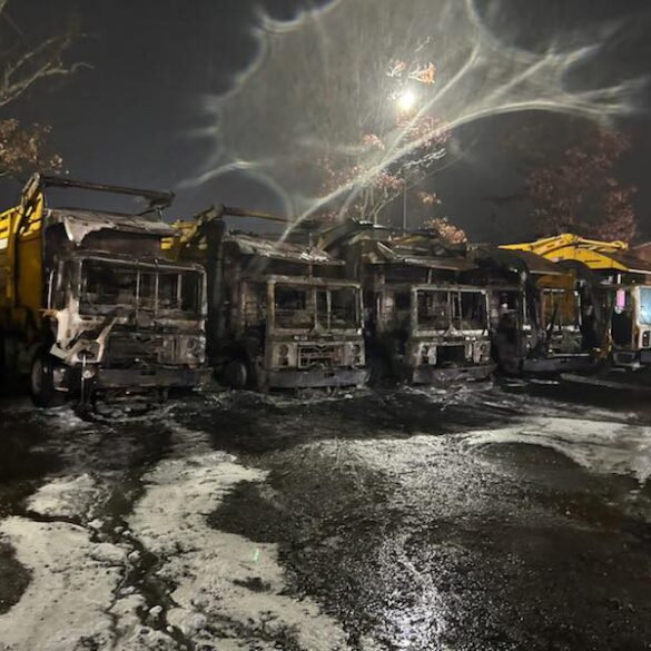 Fire destroys garbage trucks at jackson construction waste business - photo licensed by shore news network.
