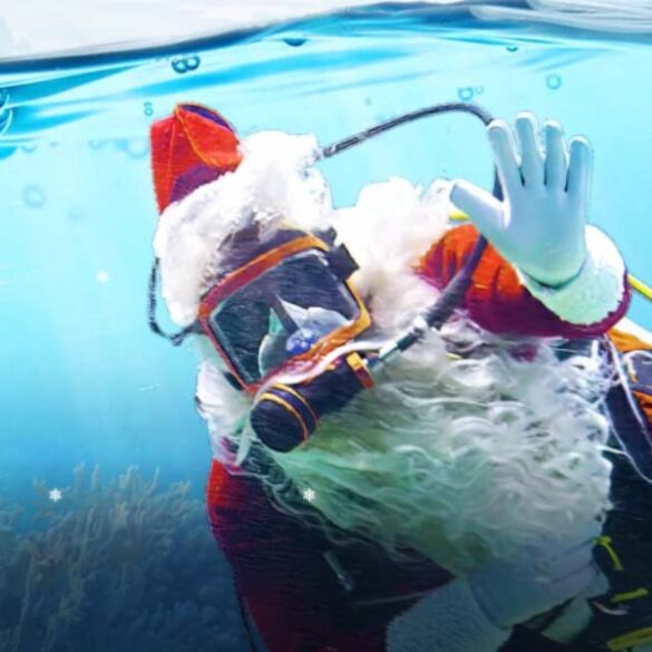 Scuba santa dives into adventure aquarium’s christmas underwater celebration - photo licensed by shore news network.