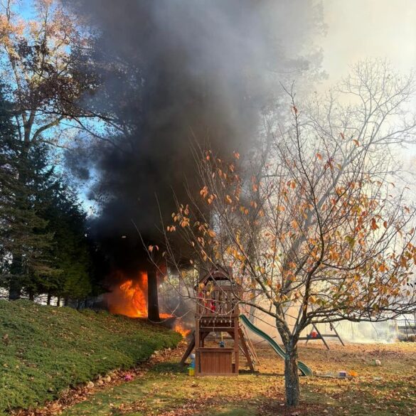 Brush fire reported in bardonia, officials warn of open burn ban - photo licensed by shore news network.