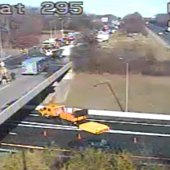 Tanker truck overturns on maryland’s 295, causing traffic delays - photo licensed by shore news network.