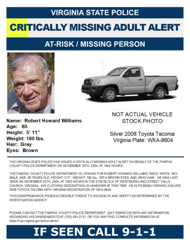 Elderly Virginia man vanishes as truck turns up abandoned