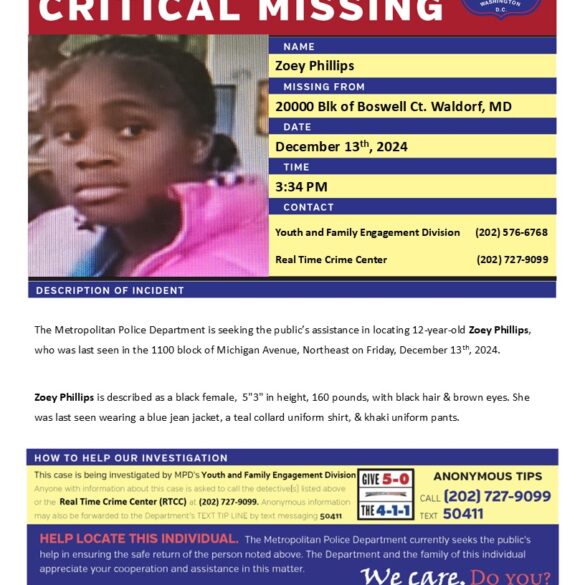 12-year-old girl reported critically missing in dc - photo licensed by shore news network.