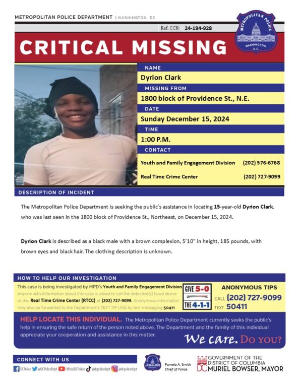 15-year-old reported missing in Northeast D.C.