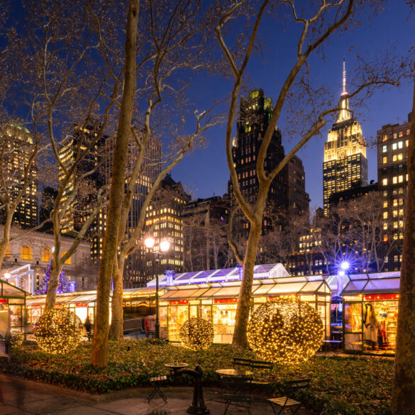 Fire at bryant park christmas village in new york city - photo licensed by shore news network.