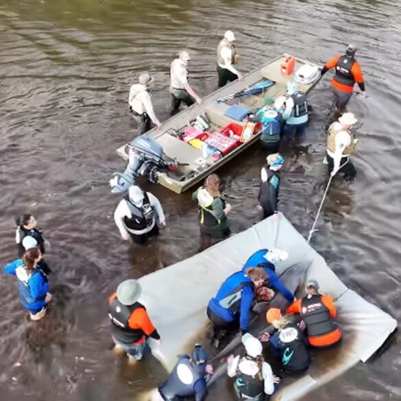 Stranded dolphins rescued from mangroves after weeks in shallow lagoon - photo licensed by shore news network.
