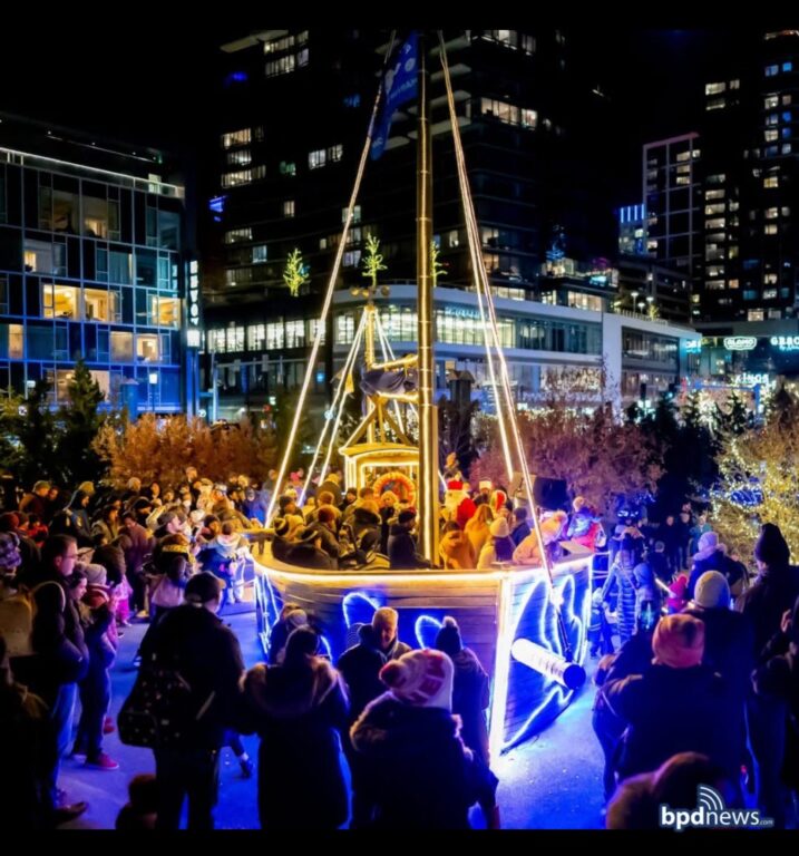 Boston police spread holiday cheer at Martin’s Park ship lighting event