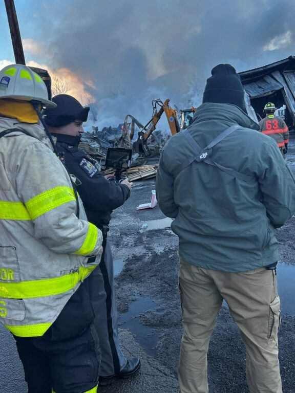 New York State Police deploy drone to assist firefighters at Chenango pallet company blaze New York State Police deploy drone to assist firefighters at Chenango pallet company blaze