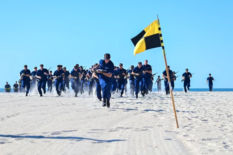 U. S. Coast guard recruit training, cape may, nj cape may, new jersey, united states 06. 08. 2024 photo by petty officer 2nd class gregory schell u. S. Coast guard training center cape may subscribe14 facebook sharing buttontwitter sharing buttonlinkedin sharing buttonsharethis sharing button recruits with lima-205 earn their colors on the beach on june 8, 2024 at u. S. Coast guard training center cape may, new jersey. A company earning their colors is a significant milestone in recruit training and marks camaraderie and seniority on the regiment. (u. S. Coast guard photo by petty officer 2nd class gregory schell)