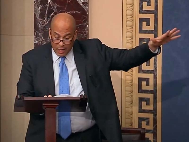 Cory Booker Reads Poetry on Senate Floor, Displaying Several Nazi-Like Salutes