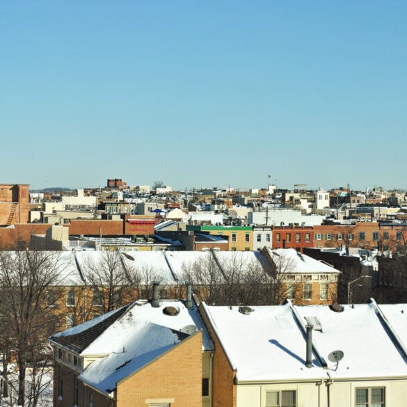 Snow on roofs in baltimrore