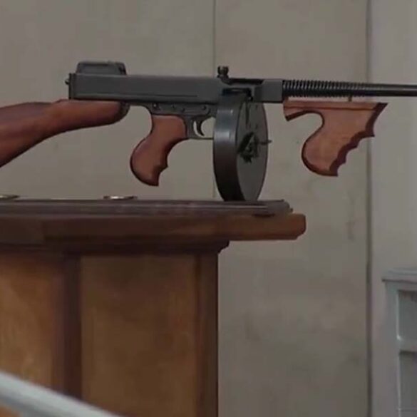 Fbi director wray criticized after gifting of federally banned tommy gun to ag garland - photo licensed by shore news network.