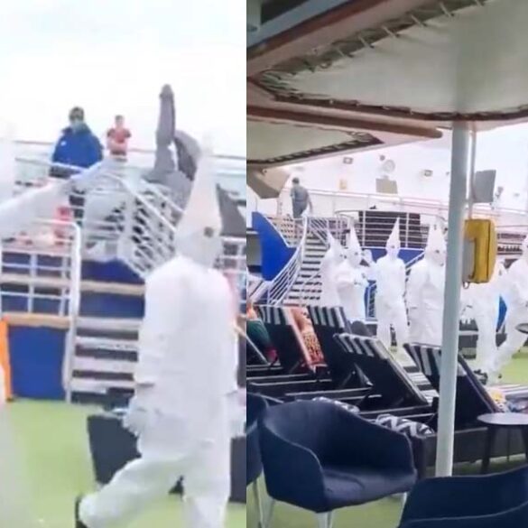 Watch: cruise line says staff not dressed as kkk, but "upside down sno-cones" - photo licensed by shore news network.