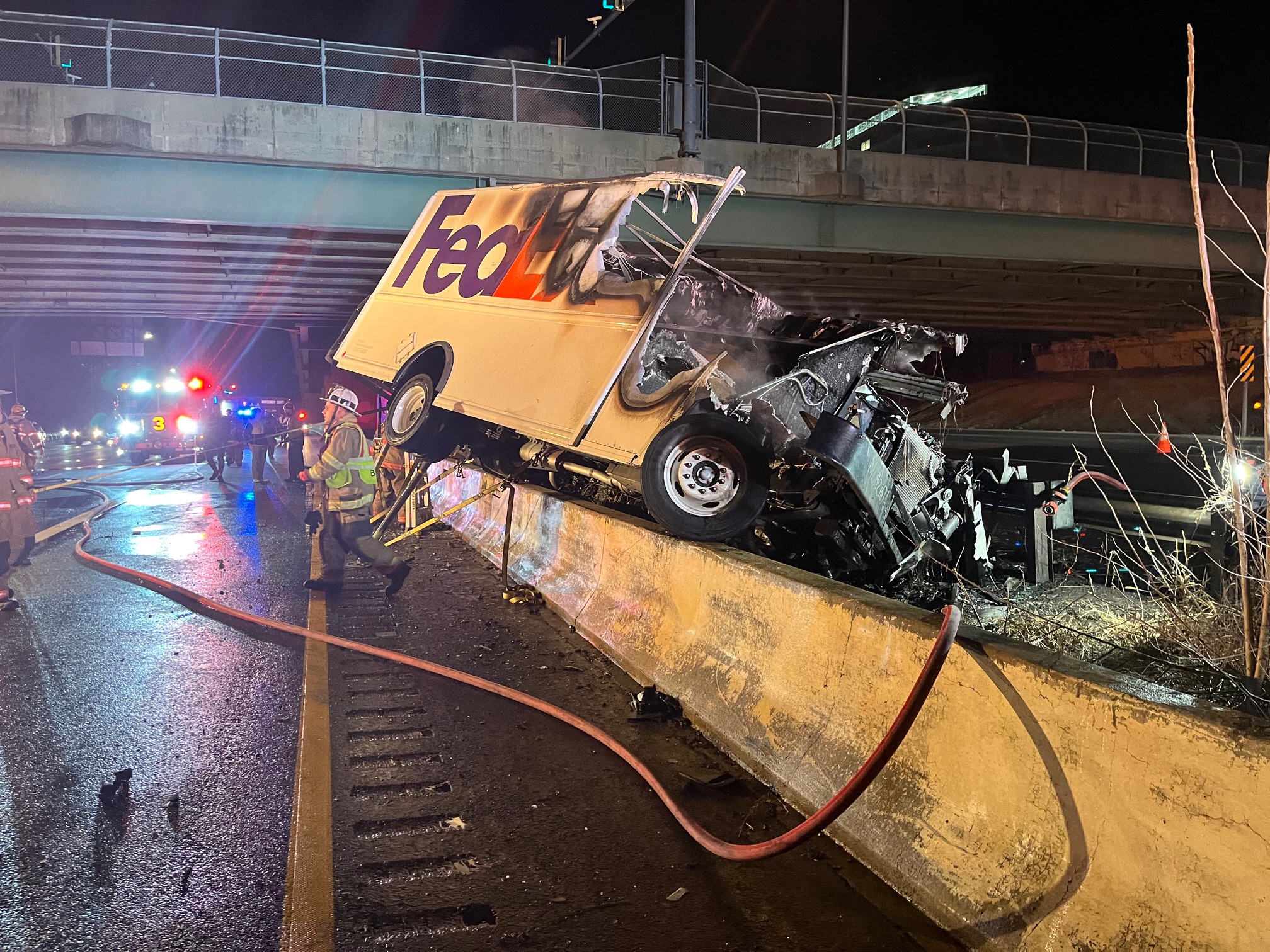 Delivery truck fire on SB270 Spur leaves one critically injured