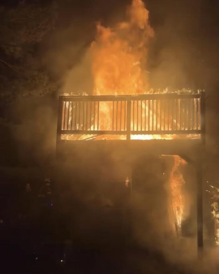 Firefighters battle blaze at two outbuildings in cassville - photo licensed by shore news network.