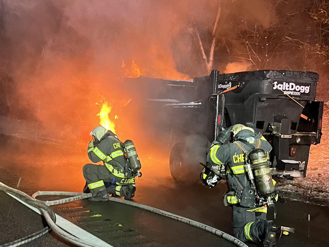 Salt truck fire disrupts Route 295 in Cherry Hill overnight