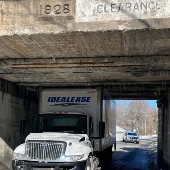 Truck stuck under bridge removed, road reopened in stafford - photo licensed by shore news network.
