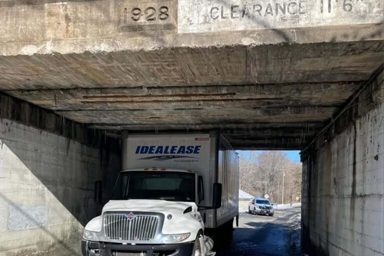 Truck stuck under bridge removed, road reopened in stafford - photo licensed by shore news network.