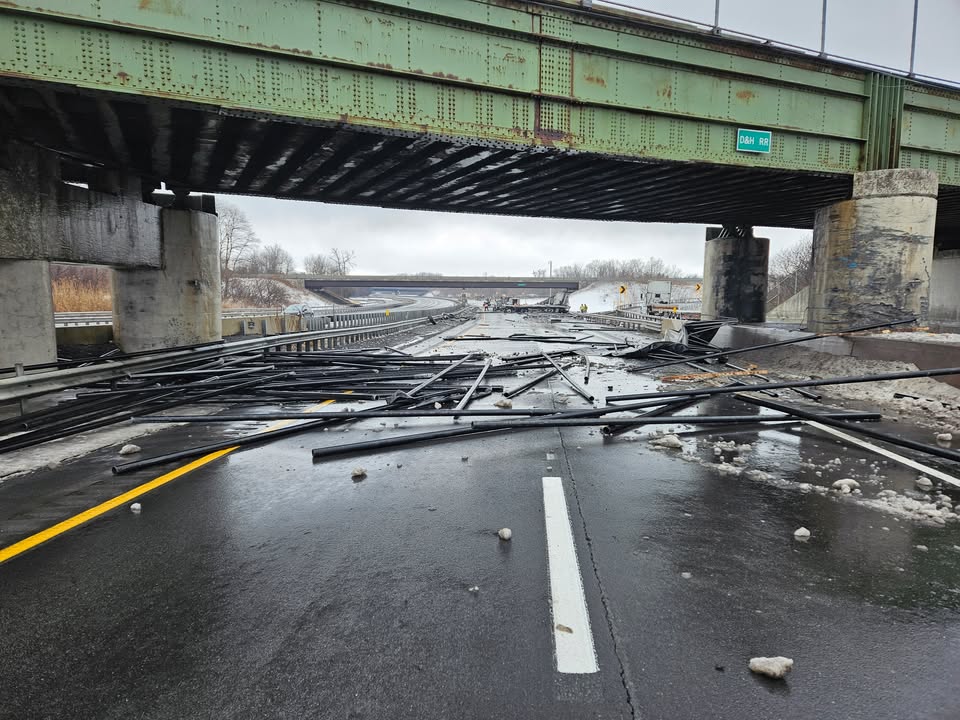 Tractor-trailer crash snarls traffic on I-90 eastbound near Exit 25A