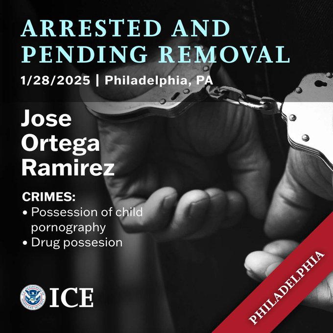 ICE arrests Philadelphia alien pending removal on child pornography, drug charges