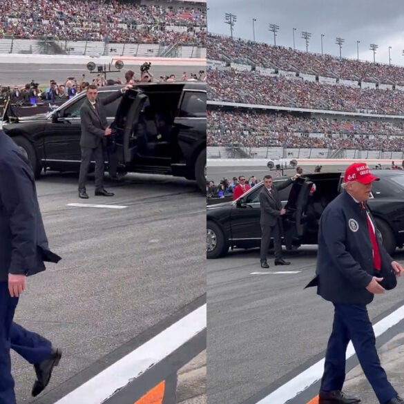 Trump greeted with roaring applause at daytona 500 - photo licensed by shore news network.