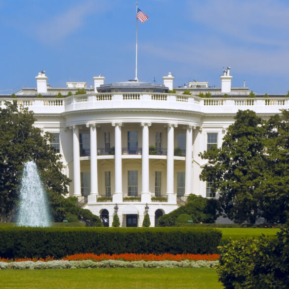 White house captured from the south side.