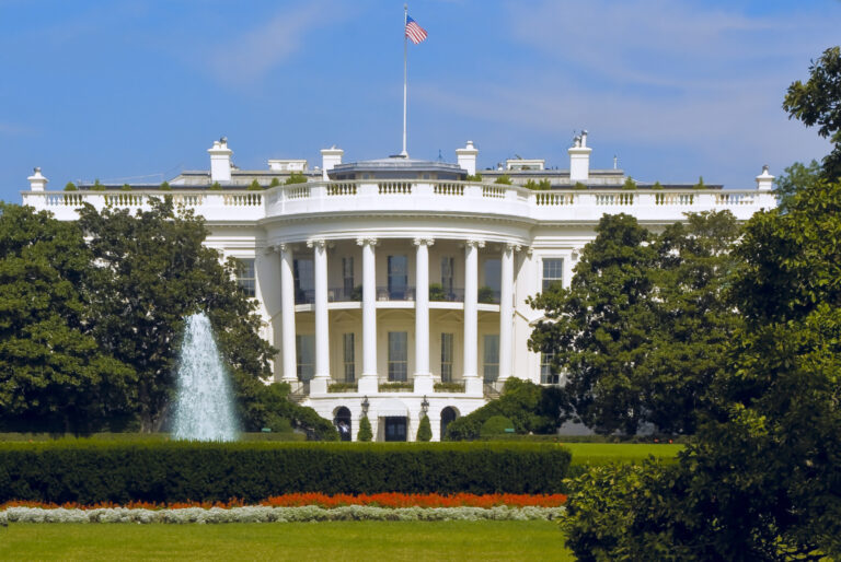 White house captured from the south side.
