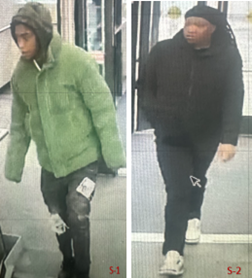 Two suspects caught on camera stealing merchandise from a Southeast D.C. store remain on the run