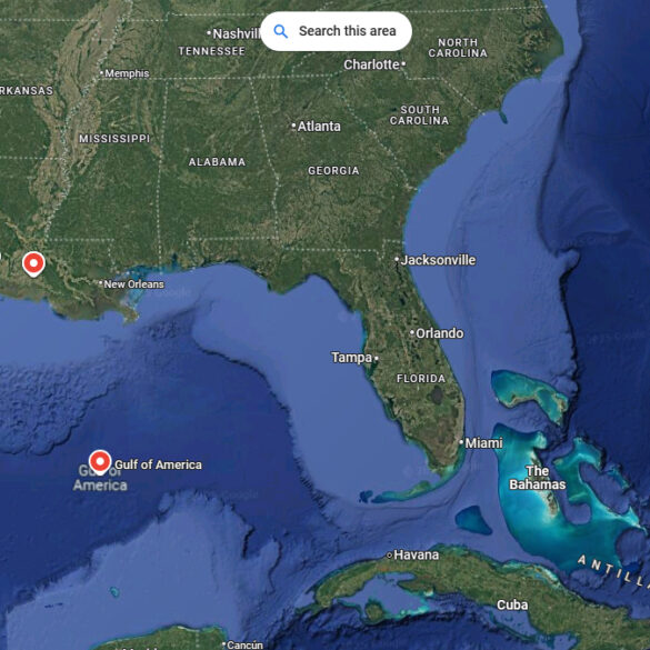 Google maps update renames gulf of mexico to gulf of america - photo licensed by shore news network.