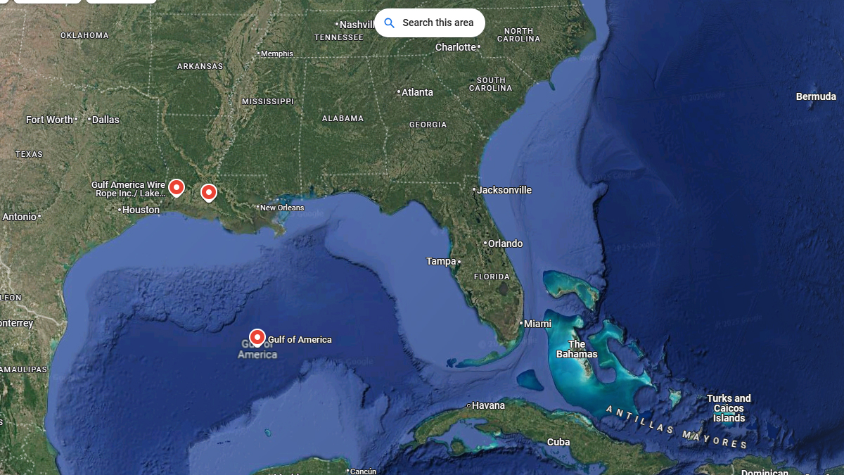Google Maps Update Renames Gulf of Mexico to Gulf of America