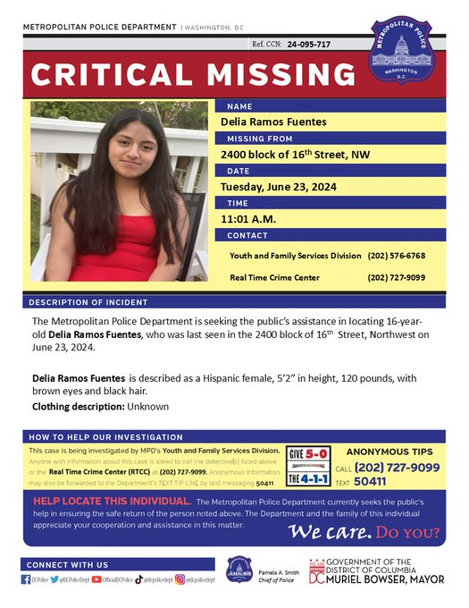 Teen girl missing in Northwest D.C. Teen girl missing in Northwest D.C.