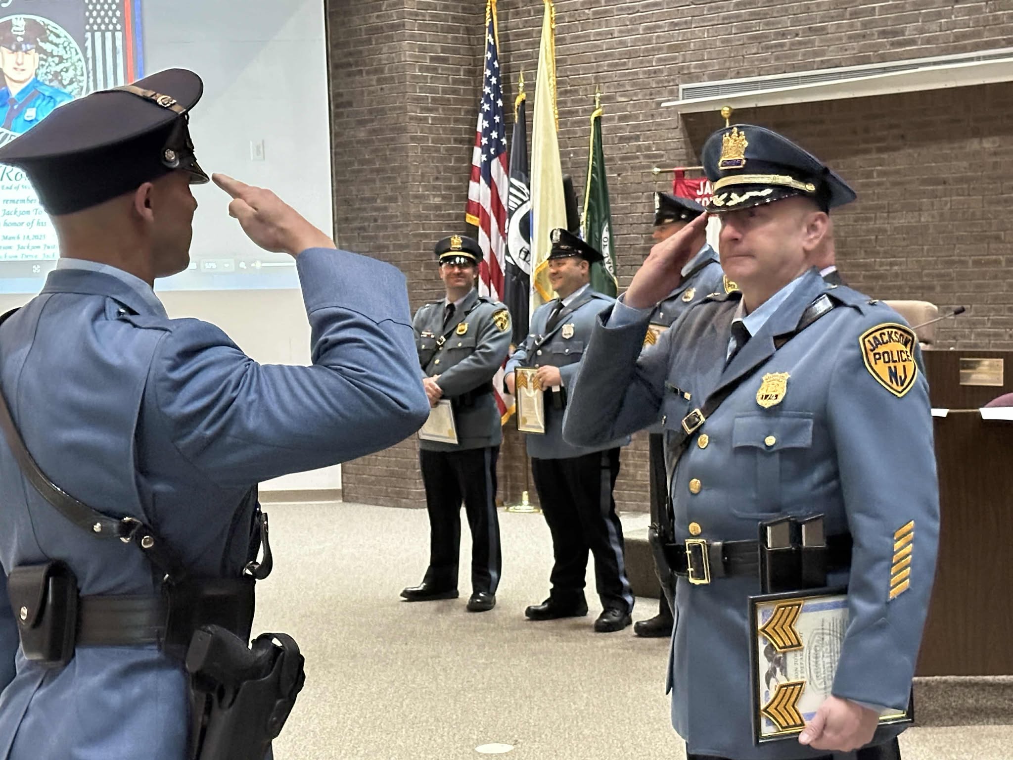 Jackson Township Council Celebrates Police Department Promotions and Welcomes New Officer
