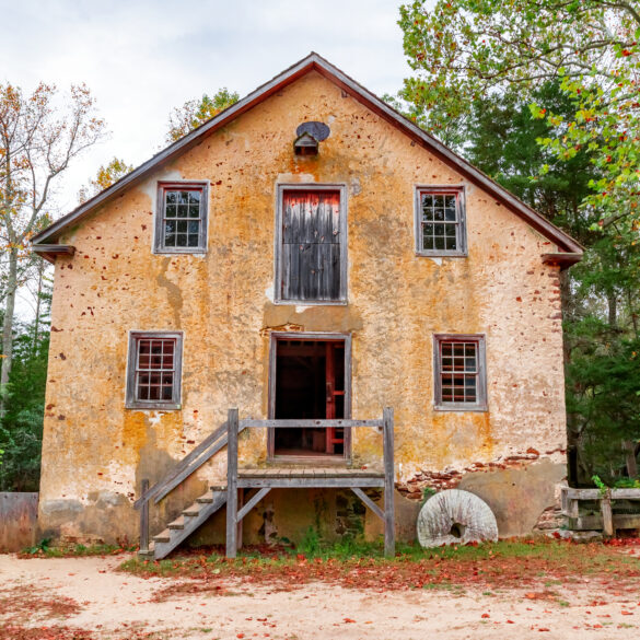 Grist mill at historic batsto village is located in wharton state forest in southern new jersey. United states.