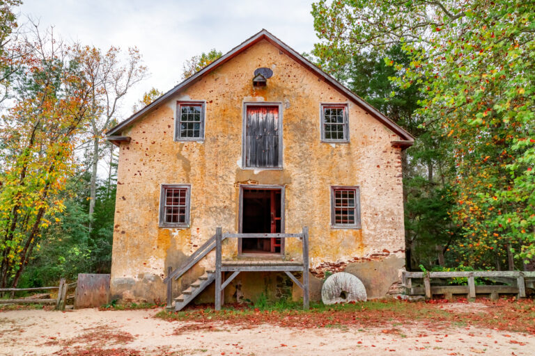 Grist mill at historic batsto village is located in wharton state forest in southern new jersey. United states.