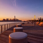 Breathtaking view of New York City skyline at sunrise. View from Hoboken,Nj.