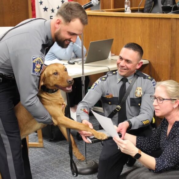 Paw and order: k-9 buck officially sworn in at manchester council meeting - photo licensed by shore news network.