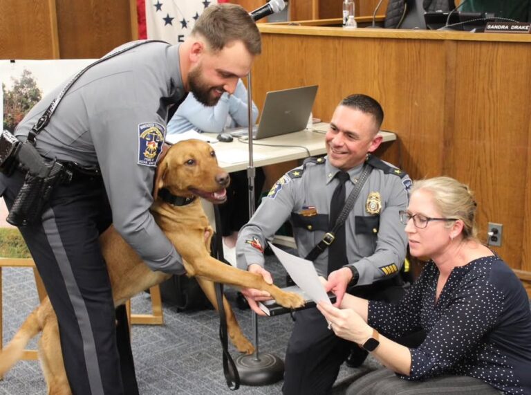 Paw and order: k-9 buck officially sworn in at manchester council meeting - photo licensed by shore news network.