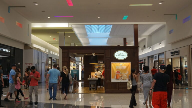 Cherry hill mall in new jersey. It is commonly reported as the first indoor, climate-controlled shopping center east of the mississippi river in the united states, and opened on october 11, 1961.