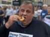 An satirical artistic creation of Former New Jersey Governor Chris Christie protesting Donald Trump - Grok/AI - Political Cartoon - AI Generated