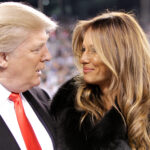 Donald Trump and wife Melania Trump before a football game at MetLife Stadium