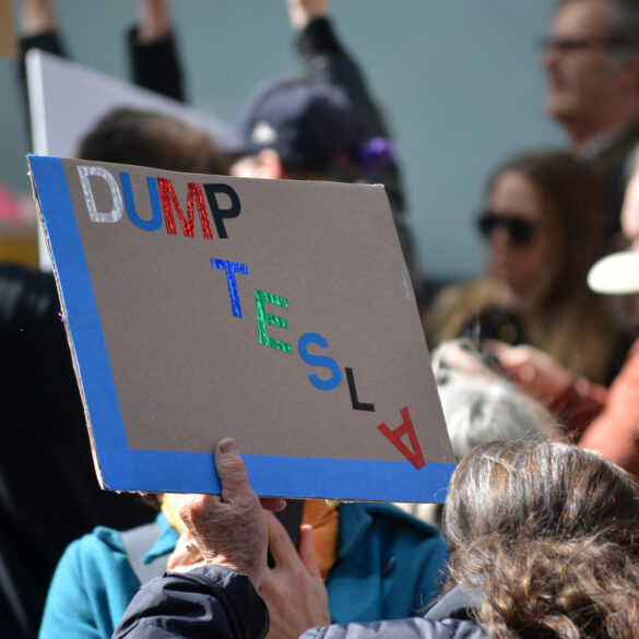 Urban terrorists in nyc: swastika spray-painted on tesla cybertruck in lower east side hate crime - photo licensed by shore news network.