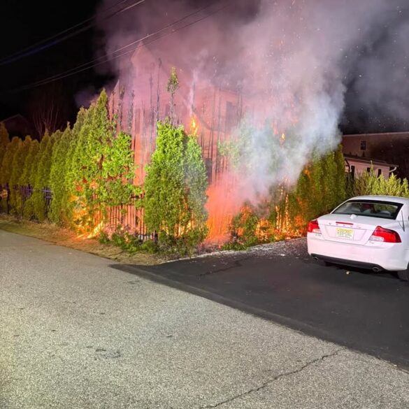 Firefighters douse brush fire outside home in wyckoff - photo licensed by shore news network.