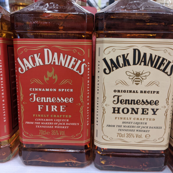 Jack daniels whiskey on a liquor store shelf in russia - 2021