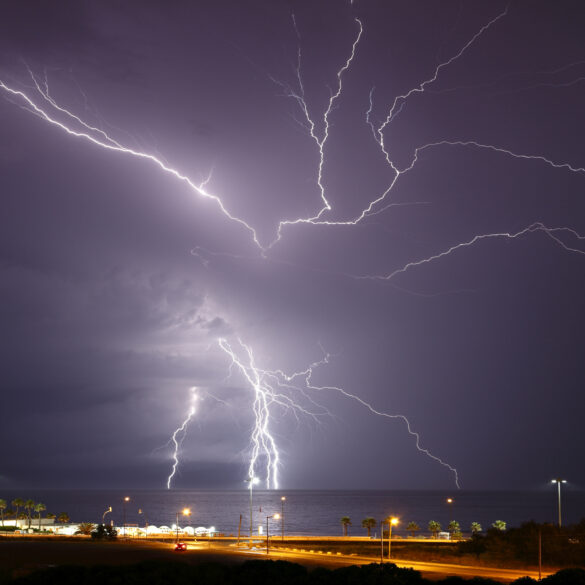 Lightning over the ocean