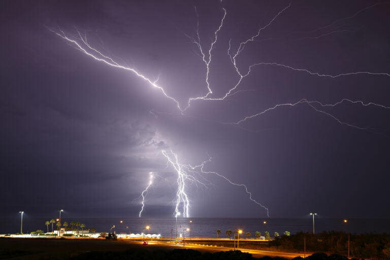 Lightning over the ocean