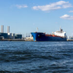 Oil tanker docked at Bayonne, New Jersey fuel facility