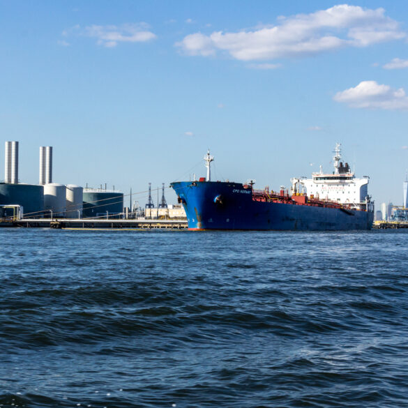 Oil tanker docked at bayonne, new jersey fuel facility