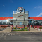 Park West Diner New Jersey. The iconic art deco style Park West diner at Little Falls, New Jersey a typical traditional American restaurant with its polished chrome and enamel metal exterior