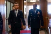 Secretary of Defense Pete Hegseth walks with Chairman of the Joint Chiefs of Staff Air Force Gen. CQ Brown, Jr. after arriving at the Pentagon, Washington, D.C., Jan. 27, 2025. (DoD photo by U.S. Navy Petty Officer 1st Class Alexander Kubitza)